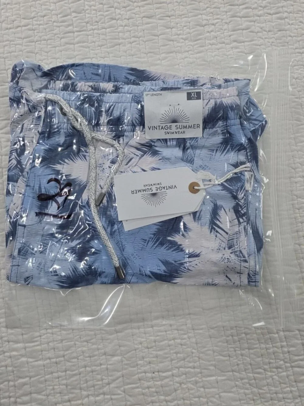 The Endless Summer Swim Trunks Shorts Mens XL Blue Tropical Elastic Waist‎ NWT